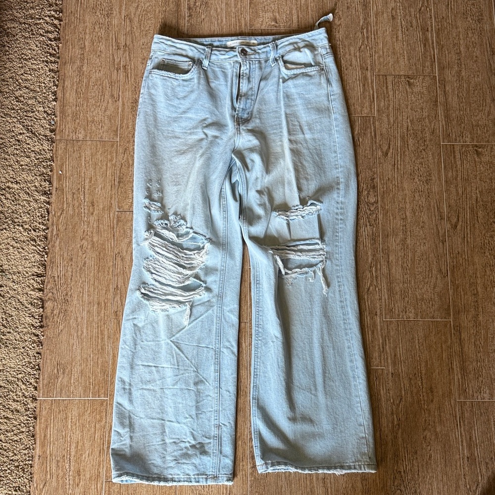 Altar'd State Light Blue Distressed Wide-Leg Jeans